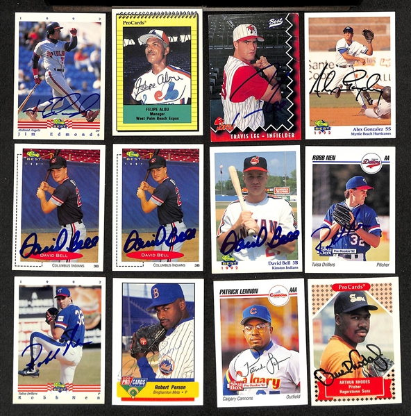 Lot of (400+) Signed Baseball Cards w. Jim Edmonds, Felipe Alou, Travis Lee, Alex Gonzalez, David Bell, + (JSA Auction Letter)