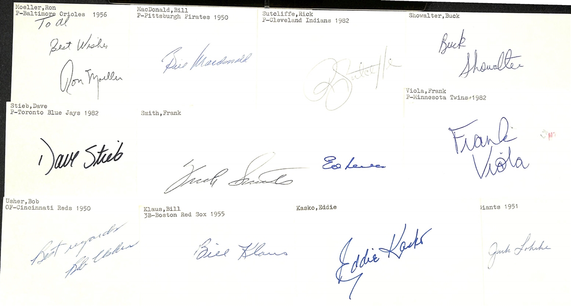 Lot of (200+) Signed Baseball Index Cards w. Bobby Richardson, Paul Molitor, + (JSA Auction Letter)