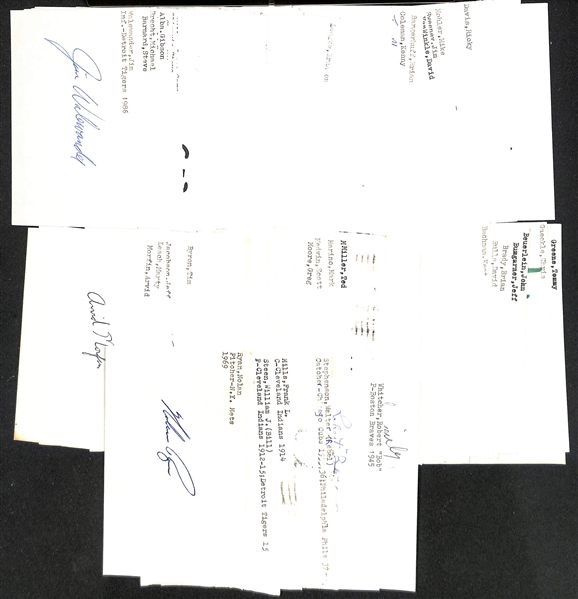 Lot of (125+) Signed Mostly Baseball Related Index Cards w. Nolan Ryan, William (Bill) Steen, Frank Mills, Walter Stephenson, Robert Whitcher, + (JSA Auction Letter)