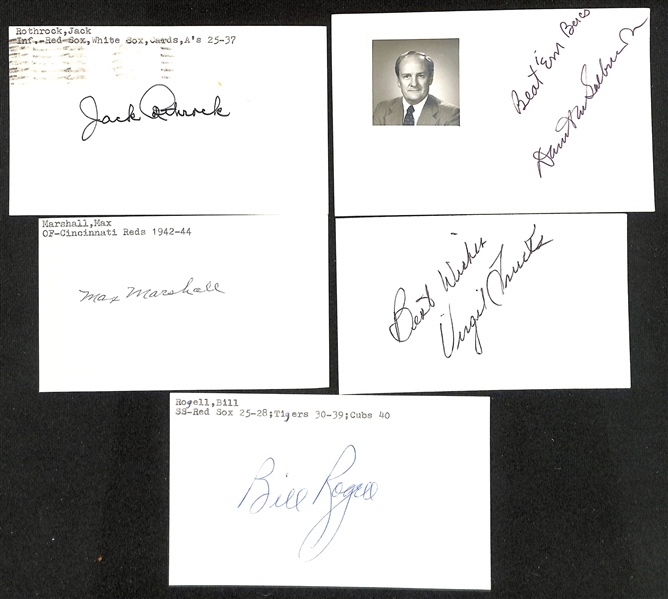 Lot of (125+) Signed Mostly Baseball Related Index Cards w. Albert Russell, Al Milnar, Robert Whitcher, +(JSA Auction Letter)