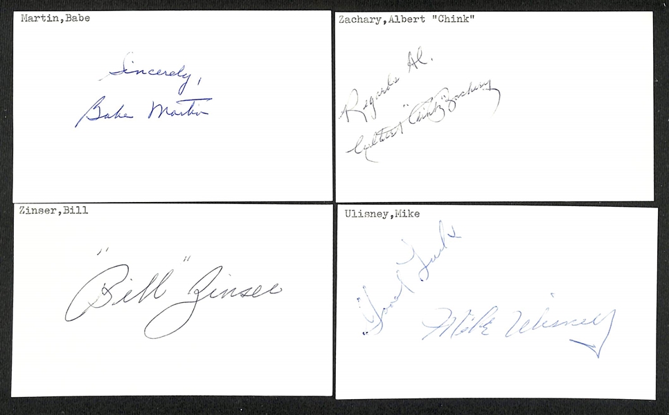 Lot of (300+) Signed Mostly Baseball Related Index Cards w. Pete Rose, Ray Poat, Ed Stevens, Floyd Baker, +(JSA Auction Letter)