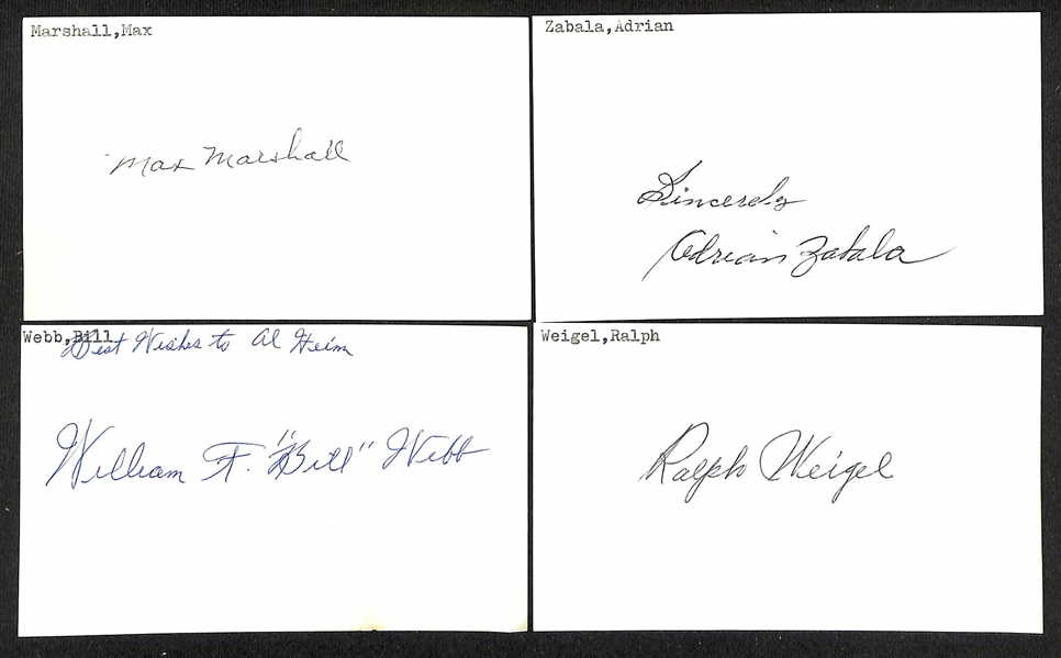 Lot of (300+) Signed Mostly Baseball Related Index Cards w. Pete Rose, Ray Poat, Ed Stevens, Floyd Baker, +(JSA Auction Letter)