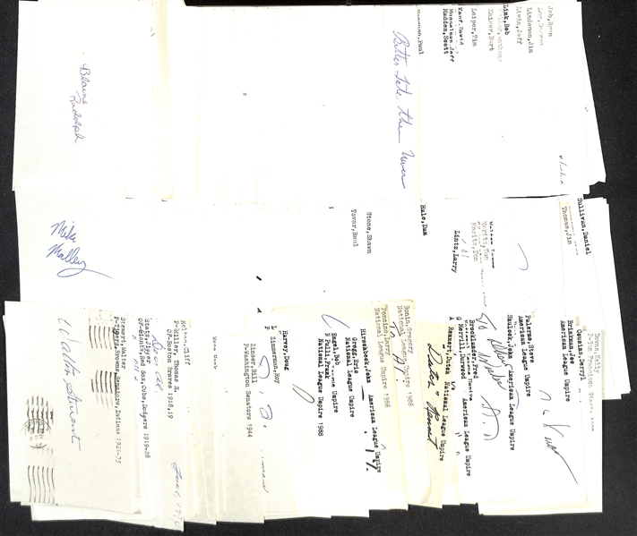 Lot of (275+) Signed Mostly Baseball Related Index Cards w. Walter Stewart, Walter Miller, Mike Menosky, Jigger Statz, Thomas Miller, +(JSA Auction Letter)