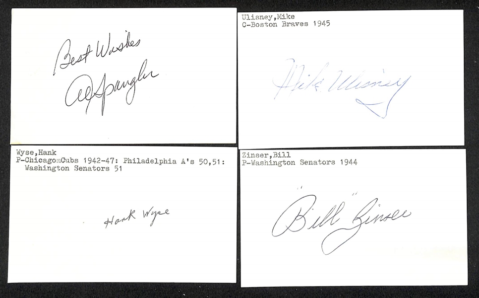 Lot of (275+) Signed Mostly Baseball Related Index Cards w. Walter Stewart, Walter Miller, Mike Menosky, Jigger Statz, Thomas Miller, +(JSA Auction Letter)