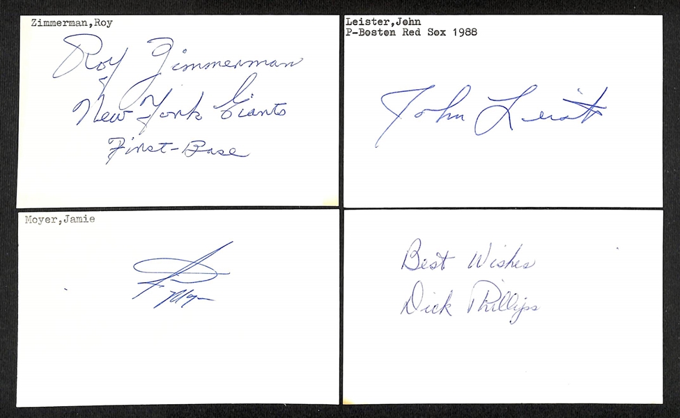 Lot of (275+) Signed Mostly Baseball Related Index Cards w. Walter Stewart, Walter Miller, Mike Menosky, Jigger Statz, Thomas Miller, +(JSA Auction Letter)