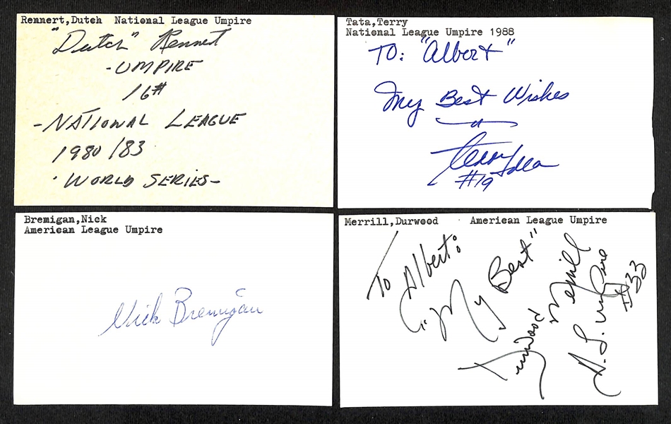 Lot of (275+) Signed Mostly Baseball Related Index Cards w. Walter Stewart, Walter Miller, Mike Menosky, Jigger Statz, Thomas Miller, +(JSA Auction Letter)