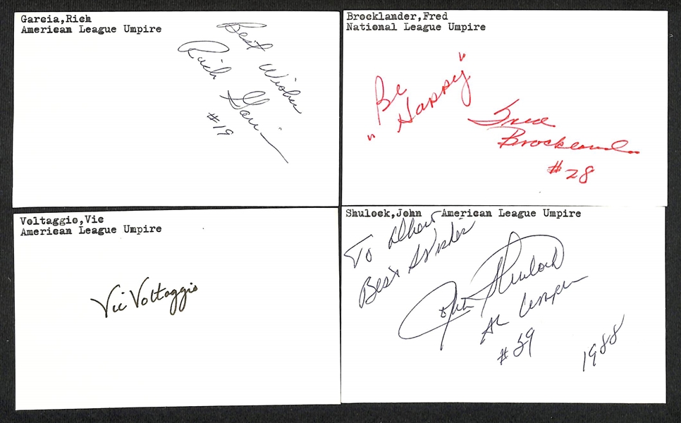 Lot of (275+) Signed Mostly Baseball Related Index Cards w. Walter Stewart, Walter Miller, Mike Menosky, Jigger Statz, Thomas Miller, +(JSA Auction Letter)