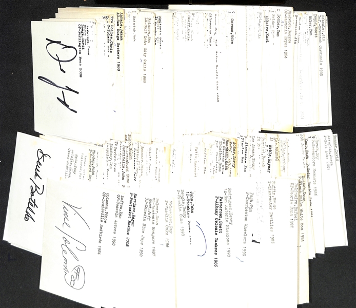 Lot of (600+) Signed Mostly Minor League Baseball Related Index Cards w. Vince Coleman, Edgar Martinez, Ken Lofton, Jeff Kent, Dean Palmer, +(JSA Auction Letter) 
