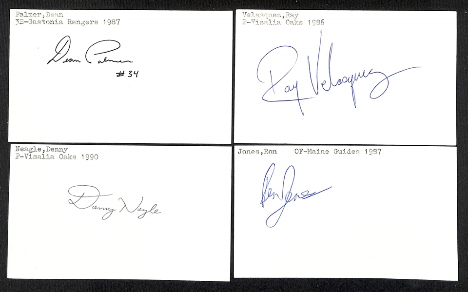 Lot of (600+) Signed Mostly Minor League Baseball Related Index Cards w. Vince Coleman, Edgar Martinez, Ken Lofton, Jeff Kent, Dean Palmer, +(JSA Auction Letter) 