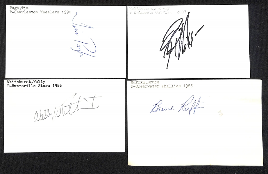 Lot of (600+) Signed Mostly Minor League Baseball Related Index Cards w. Vince Coleman, Edgar Martinez, Ken Lofton, Jeff Kent, Dean Palmer, +(JSA Auction Letter) 