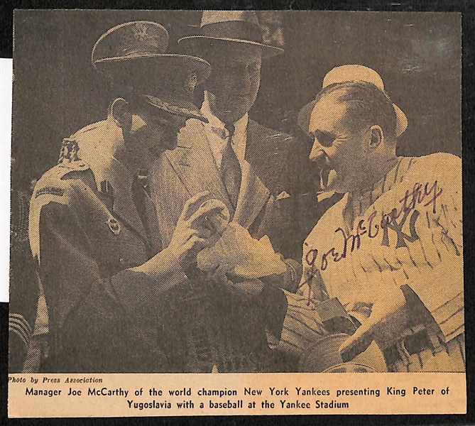 Lot of (3) Old Time Baseball Player Autographed Prints - Rube Marquard/Joe McCarthy/Jesse Haines - SGC Auth & JSA