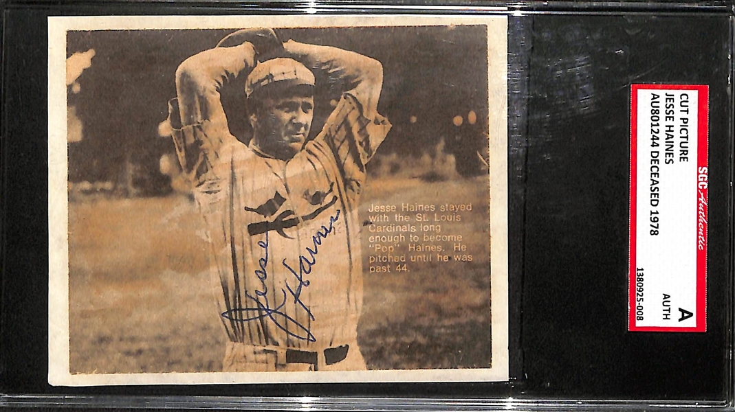 Lot of (3) Old Time Baseball Player Autographed Prints - Rube Marquard/Joe McCarthy/Jesse Haines - SGC Auth & JSA