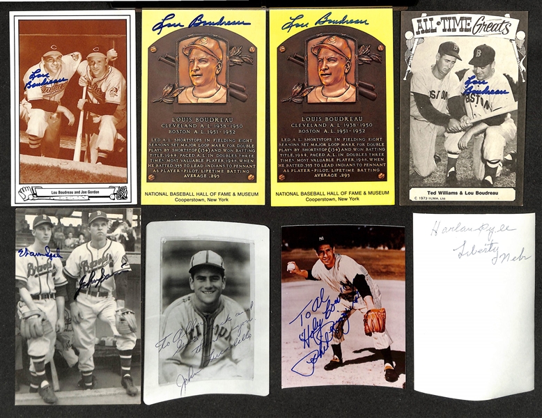 Lot of (150+) Signed Various Sized Baseball Related Pictures w. Lou Boudreau, Warren Spahn, +(JSA Auction Letter)