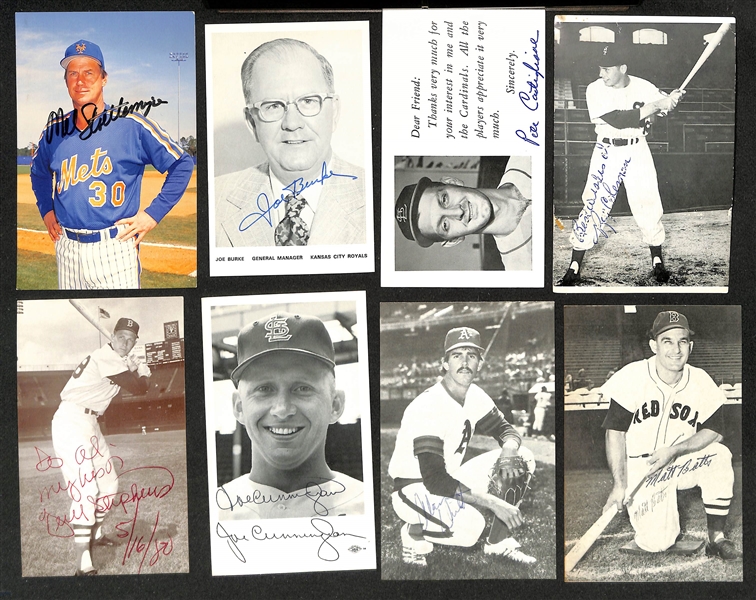 Lot of (150+) Signed Various Sized Baseball Related Pictures w. Lou Boudreau, Warren Spahn, +(JSA Auction Letter)
