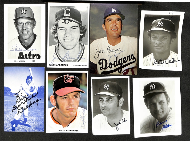 Lot of (150+) Signed Various Sized Baseball Related Pictures w. Lou Boudreau, Warren Spahn, +(JSA Auction Letter)