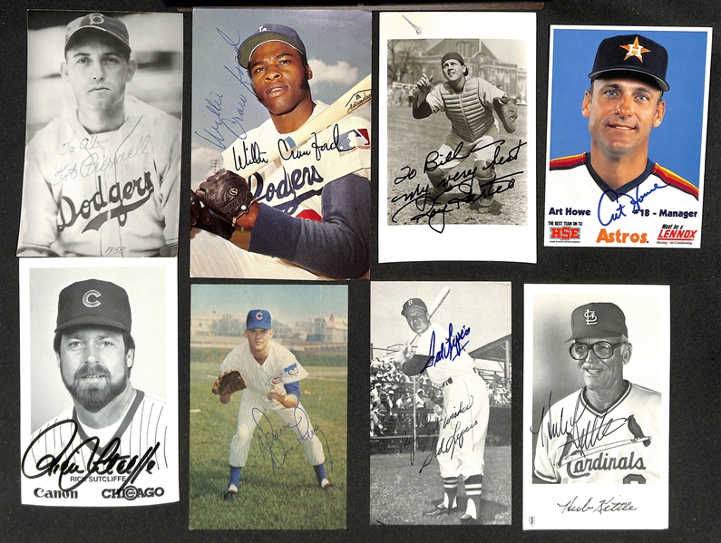 Lot of (150+) Signed Various Sized Baseball Related Pictures w. Lou Boudreau, Warren Spahn, +(JSA Auction Letter)