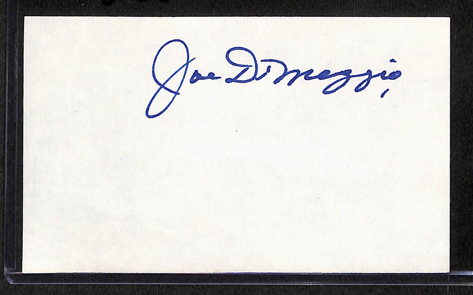 Joe DiMaggio Signed Index Card + (JSA Auction Letter)