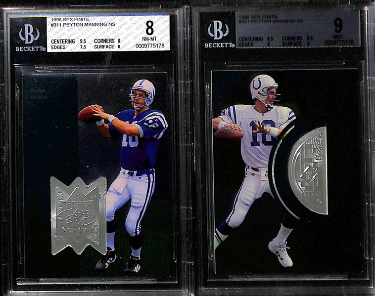 Lot of (10) Graded Football Cards inc. 1998 Contenders Peyton Manning Pennant Orange Rookie (SGC 9), 1998 Collectors Choice Peyton Manning First Place SIlver Rookie (BGS 9.5), +