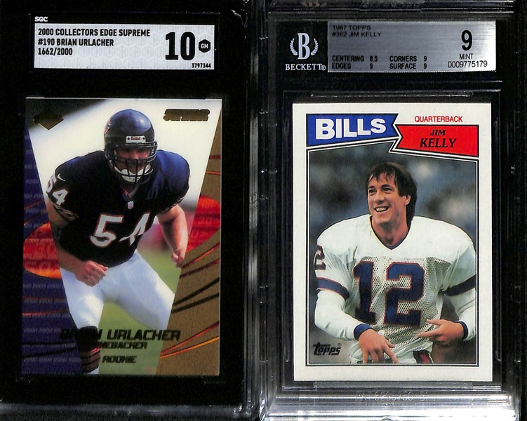 Lot of (10) Graded Football Cards inc. 1998 Contenders Peyton Manning Pennant Orange Rookie (SGC 9), 1998 Collectors Choice Peyton Manning First Place SIlver Rookie (BGS 9.5), +