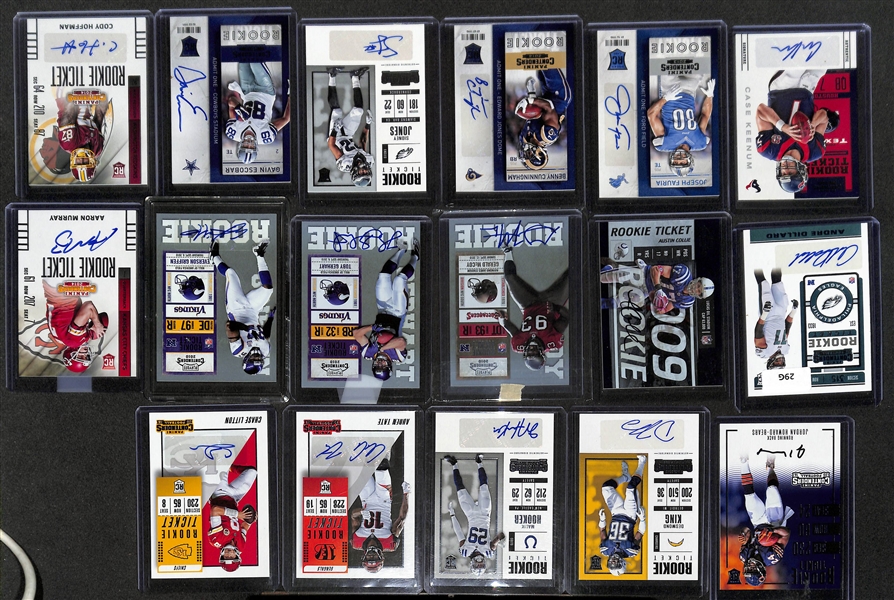 Lot of (31) Contenders Rookie Autographs inc. 2014 Davante Adams, 2017 James Conner Playoff Ticket (PSA 9) (#/99), 2010 Dez Bryant, +