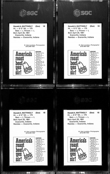 Lot of (4) SGC Grade 6 1981 Arby's Nashville Sounds Don Mattingly Rookie Cards 