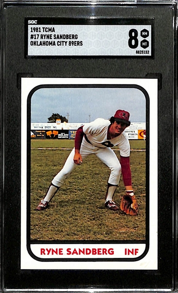 1981 TCMA Oklahoma City 89ers Near Complete Set w. Ryne Sandberg Rookie Graded SGC 8