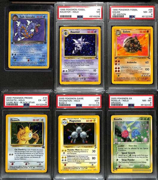 Lot of (12) Mostly PSA Graded Pokemon Cards inc. 1999 Jungle Electrode Holo (PSA 8), 1999 Jungle Pidgeot Holo (PSA 6), 1999 Jungle Snorlax Holo (PSA 6), +