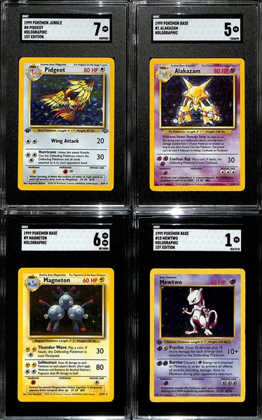 Lot of (8) SGC Graded Pokemon Cards inc. 2000 Gold Silver To A New World Japanese Pichu Holo (SGC 8), 1999 Jungle 1st Edition Clefable Holo (SGC 7), +
