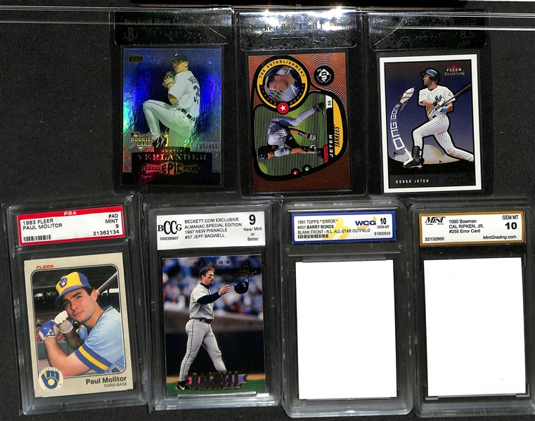 Lot of (15) Graded Baseball Cards inc. (2) 1989 Topps Traded Ken Griffey Jr Rookie (PSA 9), 1988 Procards Ken Griffey Jr Rookie (PSA 8 OC), +