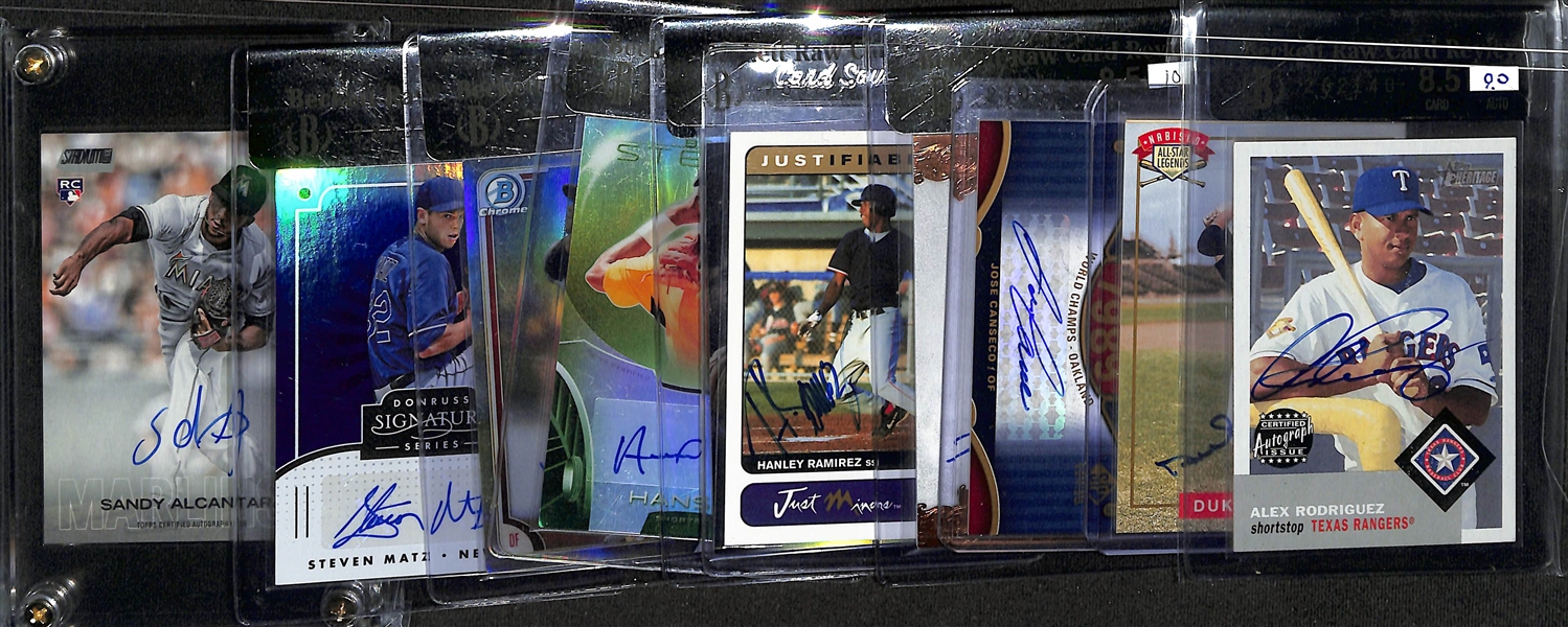 Lot of (10) Baseball Autograph Cards inc. 2002 Topps Heritage Alex Rodriguez (BGS RCR 8.5), 1994 Nabisco Legends Duke Snider, +