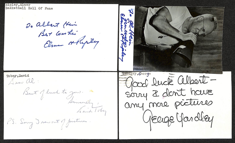 Lot of (40+) Signed Basketball Index/Photo Cards w. (4) Jerry West, Pat Riley, Elmer Ripley, + (JSA Auction Letter)