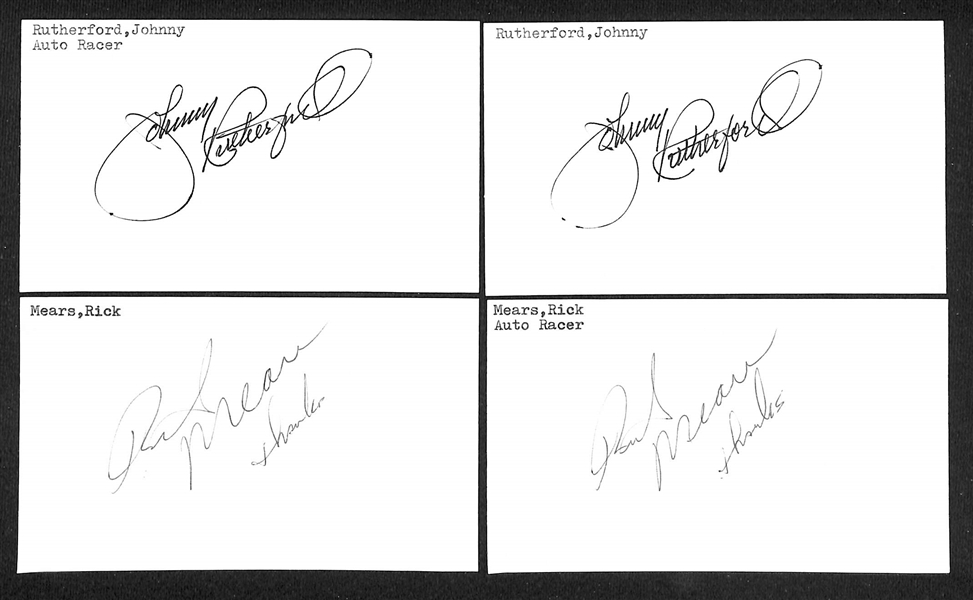 Lot of (60+) Signed Racing Index/Photo Cards w. Scott Goodyear, Cale Yarborough, A.J. Foyt, Jr., + (JSA Auction Letter)