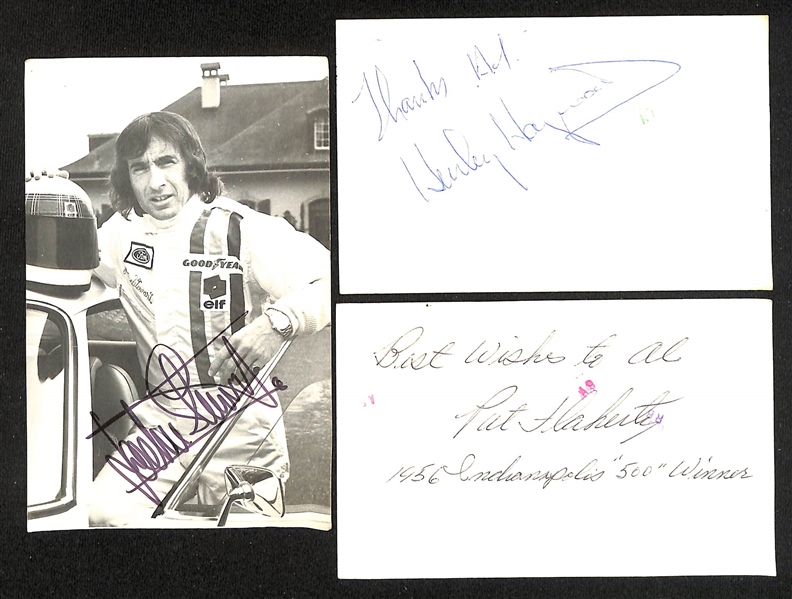 Lot of (60+) Signed Racing Index/Photo Cards w. Scott Goodyear, Cale Yarborough, A.J. Foyt, Jr., + (JSA Auction Letter)