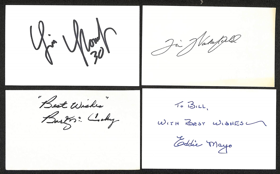 Lot of (200+) Signed Various Sports Index/Photo Cards w. Barney McCaskey, Eddie Mayo, Jack Russell, + (JSA Auction Letter)