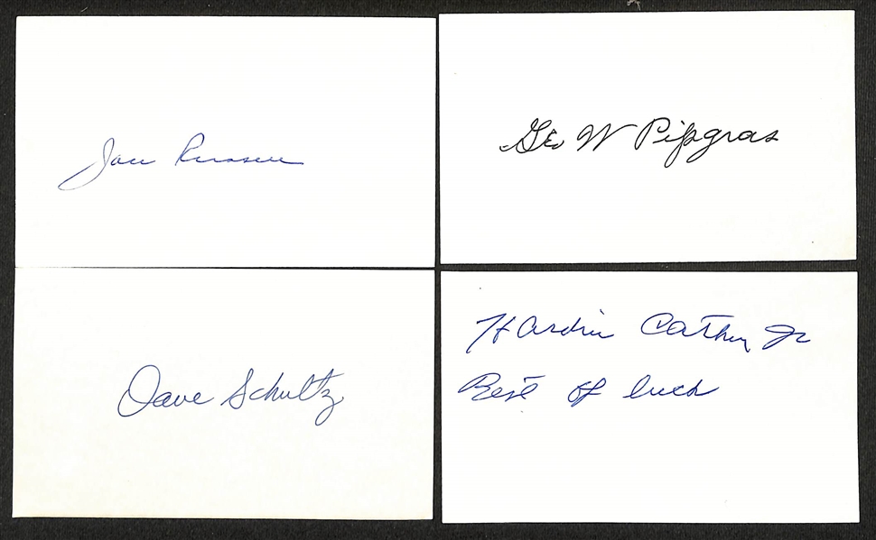 Lot of (200+) Signed Various Sports Index/Photo Cards w. Barney McCaskey, Eddie Mayo, Jack Russell, + (JSA Auction Letter)