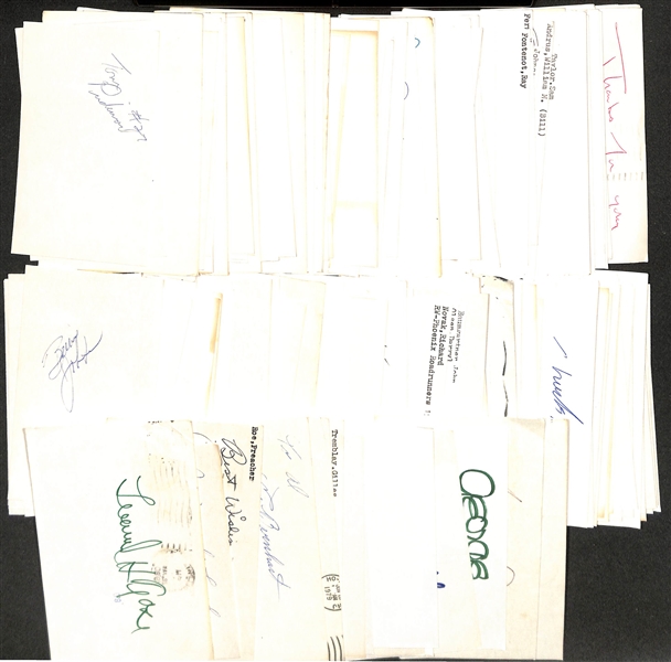 Lot of (175+) Signed Various Sports Index/Photo Cards w. Vince DiMaggio, Preacher Roe, Leonard Tose, + (JSA Auction Letter)