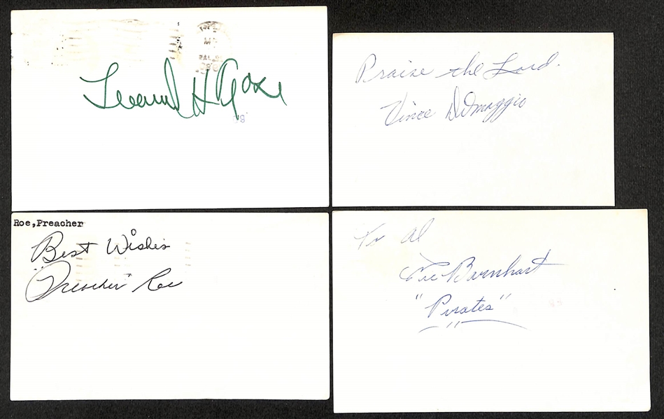 Lot of (175+) Signed Various Sports Index/Photo Cards w. Vince DiMaggio, Preacher Roe, Leonard Tose, + (JSA Auction Letter)