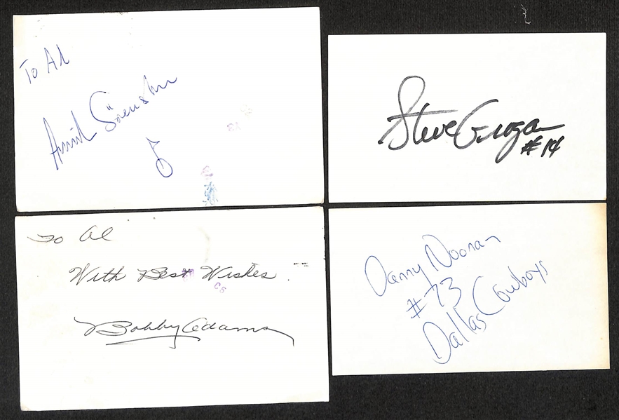 Lot of (200+) Signed Various Sports Index/Photo Cards w. Annika Sorenstam, Steve Grogan, Danny Noonan, Merrill Pinky May, Bill Haughton, + (JSA Auction Letter)