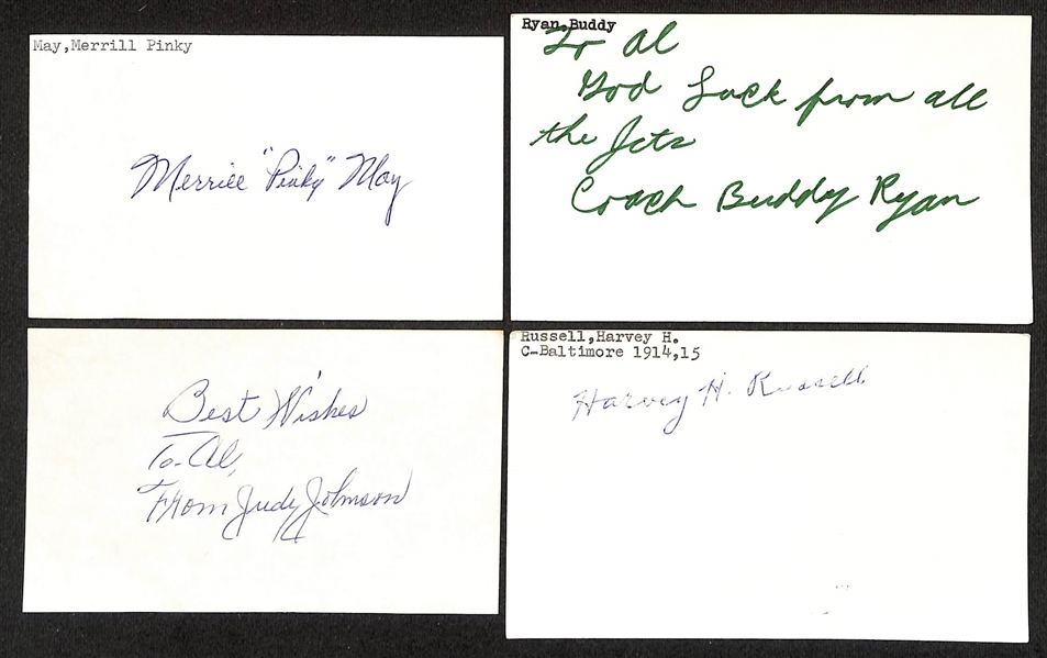 Lot of (200+) Signed Various Sports Index/Photo Cards w. Annika Sorenstam, Steve Grogan, Danny Noonan, Merrill Pinky May, Bill Haughton, + (JSA Auction Letter)