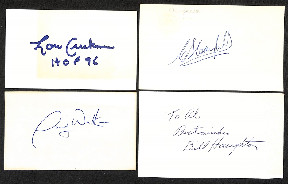 Lot of (200+) Signed Various Sports Index/Photo Cards w. Annika Sorenstam, Steve Grogan, Danny Noonan, Merrill Pinky May, Bill Haughton, + (JSA Auction Letter)