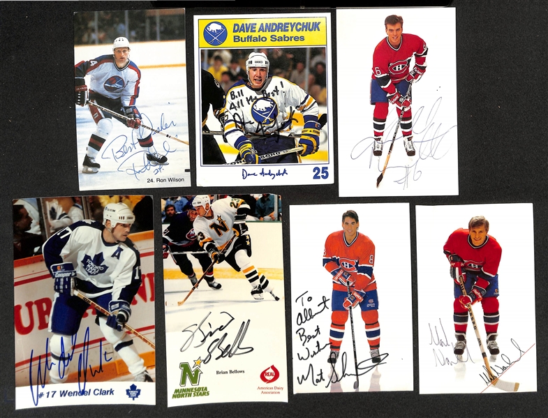 (150+) Signed Hockey Photos/Promo Cards w. Mark Messier, Chris Chelios, Bobby Hull, Brad Park, +(JSA Auction Letter)