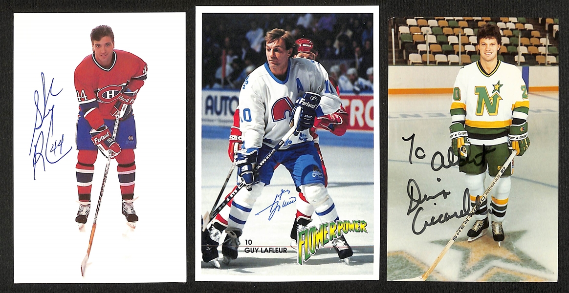 (150+) Signed Hockey Photos/Promo Cards w. Mark Messier, Chris Chelios, Bobby Hull, Brad Park, +(JSA Auction Letter)