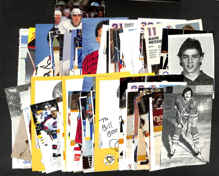 (125+) Signed Hockey Photos/Promo Cards w. Steve Yzerman, Bobby Hull, Mark Messier, Paul Coffey, +(JSA Auction Letter)