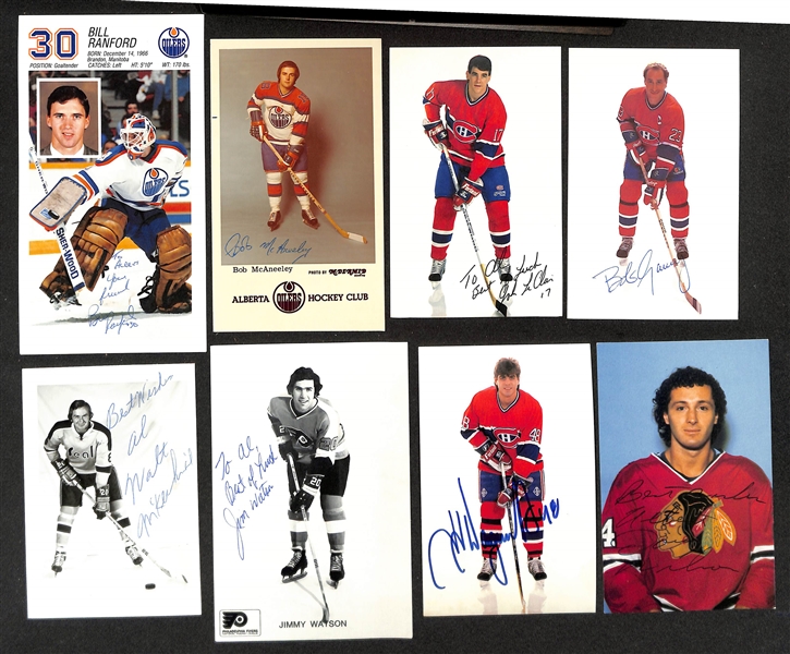 (125+) Signed Hockey Photos/Promo Cards w. Steve Yzerman, Bobby Hull, Mark Messier, Paul Coffey, +(JSA Auction Letter)