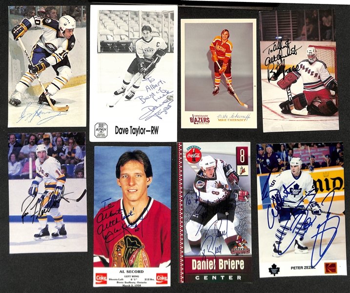 (125+) Signed Hockey Photos/Promo Cards w. Steve Yzerman, Bobby Hull, Mark Messier, Paul Coffey, +(JSA Auction Letter)