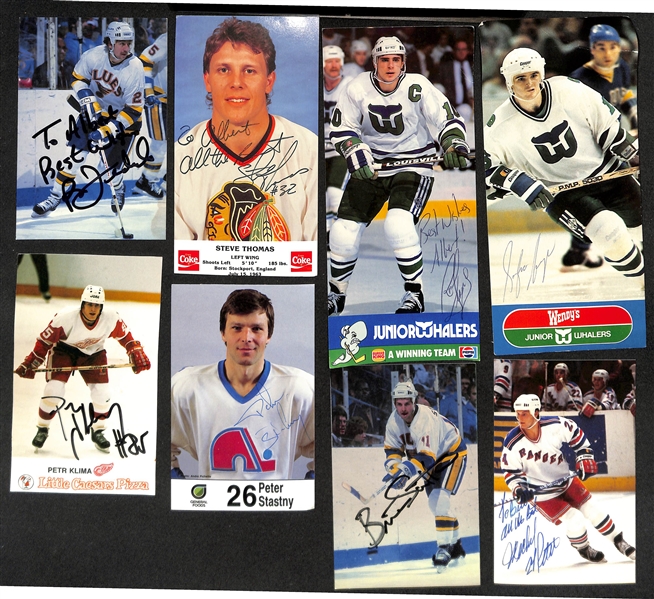 (125+) Signed Hockey Photos/Promo Cards w. Steve Yzerman, Bobby Hull, Mark Messier, Paul Coffey, +(JSA Auction Letter)