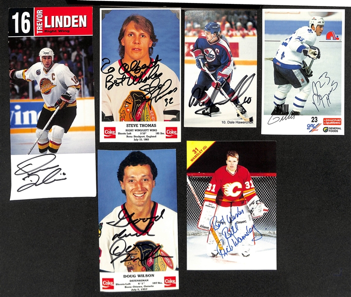 (125+) Signed Hockey Photos/Promo Cards w. Steve Yzerman, Bobby Hull, Mark Messier, Paul Coffey, +(JSA Auction Letter)