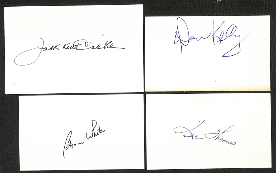 Lot of (300+) Signed Various Sports Index/Photo Cards w. Jack Kemp Cooke, Dan Kelly, Byron White, Murry Dickson, Harry Gumbert, Judy Johnson, + (JSA Auction Letter)