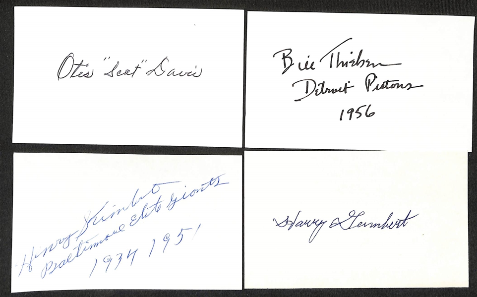 Lot of (300+) Signed Various Sports Index/Photo Cards w. Jack Kemp Cooke, Dan Kelly, Byron White, Murry Dickson, Harry Gumbert, Judy Johnson, + (JSA Auction Letter)