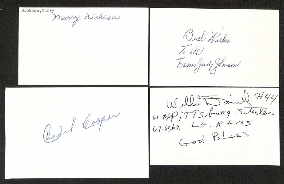 Lot of (300+) Signed Various Sports Index/Photo Cards w. Jack Kemp Cooke, Dan Kelly, Byron White, Murry Dickson, Harry Gumbert, Judy Johnson, + (JSA Auction Letter)